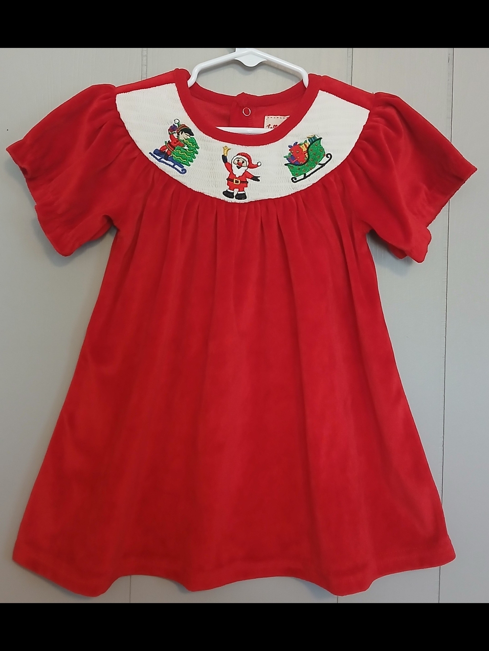 Girls Red Holiday Smocked Dress